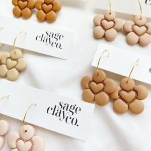 Daisy Heart Hoops | Desert Sands Collection | Handmade Polymer Clay