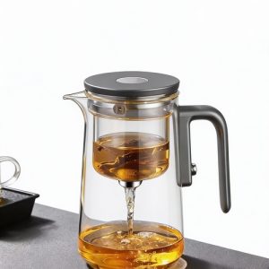 Magnetic Release Glass Teapot with Tea Infuser